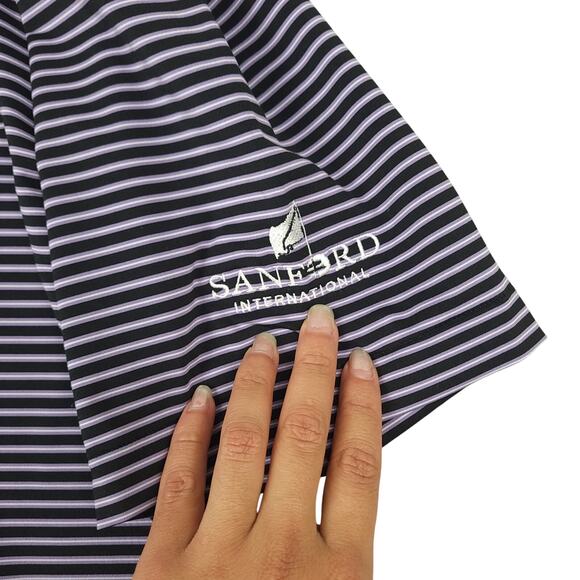 Peter Millar Summer Comfort Men's Short Sleeve Polo Shirt XL Striped Purple NWT - Picture 4 of 10